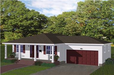 3-Bedroom, 1328 Sq Ft Ranch House Plan - 200-1004 - Front Exterior