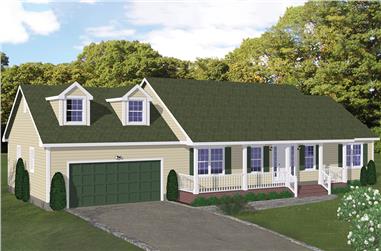 3-Bedroom, 1324 Sq Ft Ranch House Plan - 200-1005 - Front Exterior