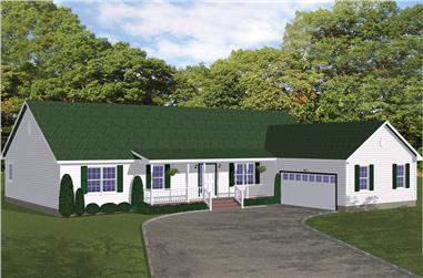3-Bedroom, 1975 Sq Ft Ranch House Plan - 200-1012 - Front Exterior