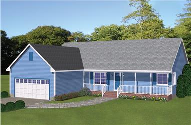3-Bedroom, 1498 Sq Ft Ranch House Plan - 200-1014 - Front Exterior
