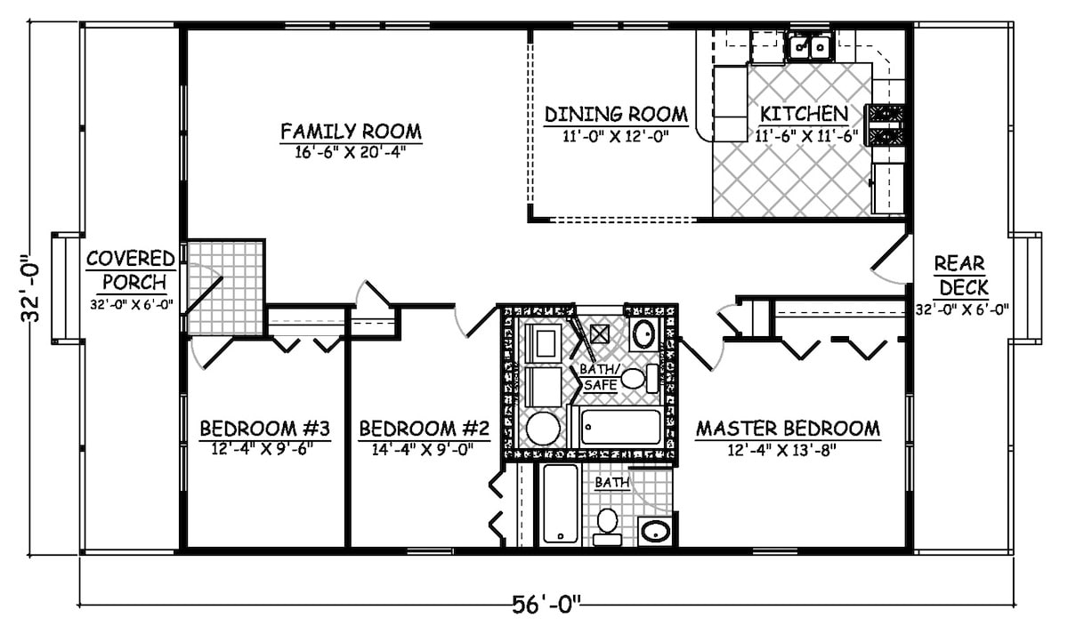 Cottage Home Plan 3 Bedrms 1 Baths 1408 Sq Ft 200 1044