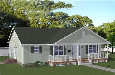 3-Bedroom, 1408 Sq Ft Cottage Home Plan - 200-1046 - Main Exterior