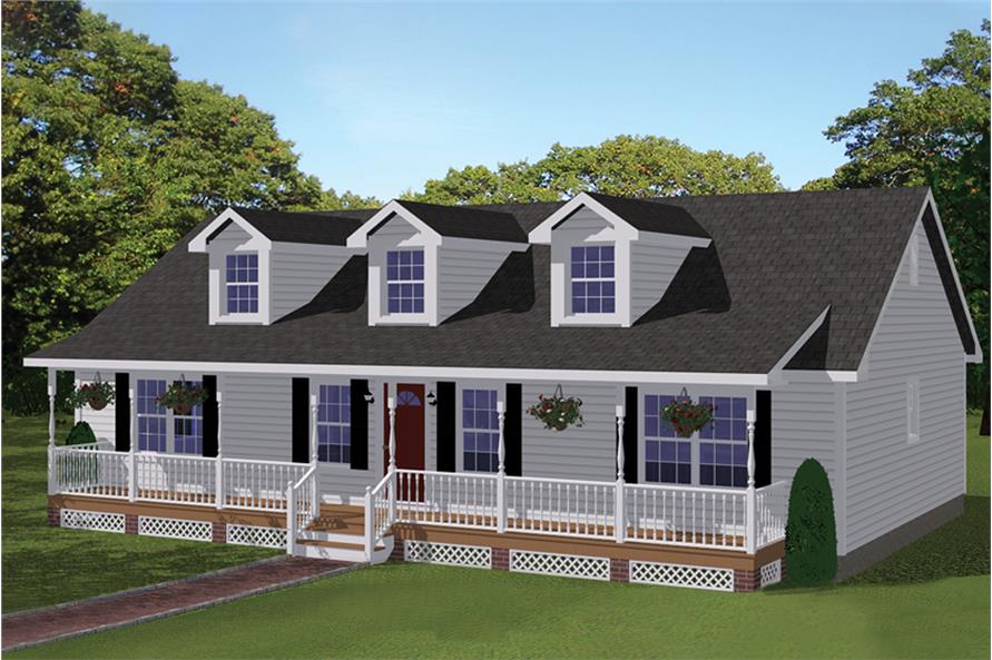 3-Bedroom, 1381 Sq Ft Country House Plan - 200-1057 - Front Exterior