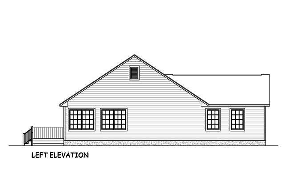 Home Plan Left Elevation of this 3-Bedroom,1200 Sq Ft Plan -200-1059