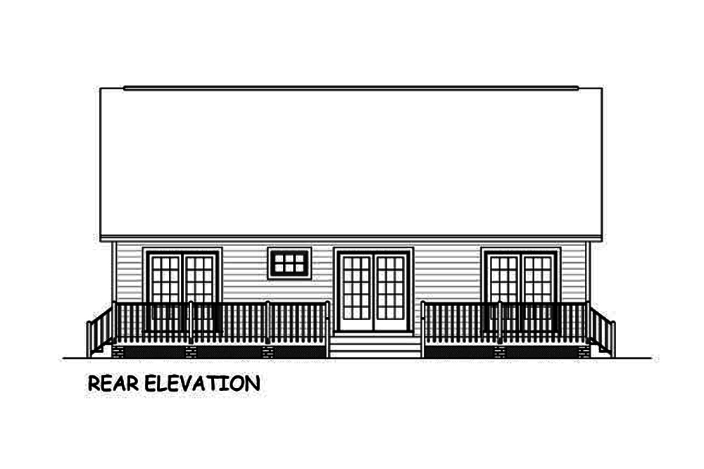Home Plan Rear Elevation of this 3-Bedroom,1200 Sq Ft Plan -200-1059