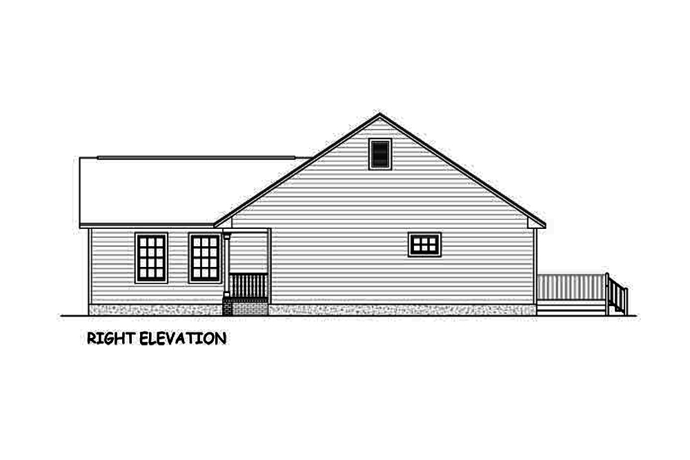 Home Plan Right Elevation of this 3-Bedroom,1200 Sq Ft Plan -200-1059
