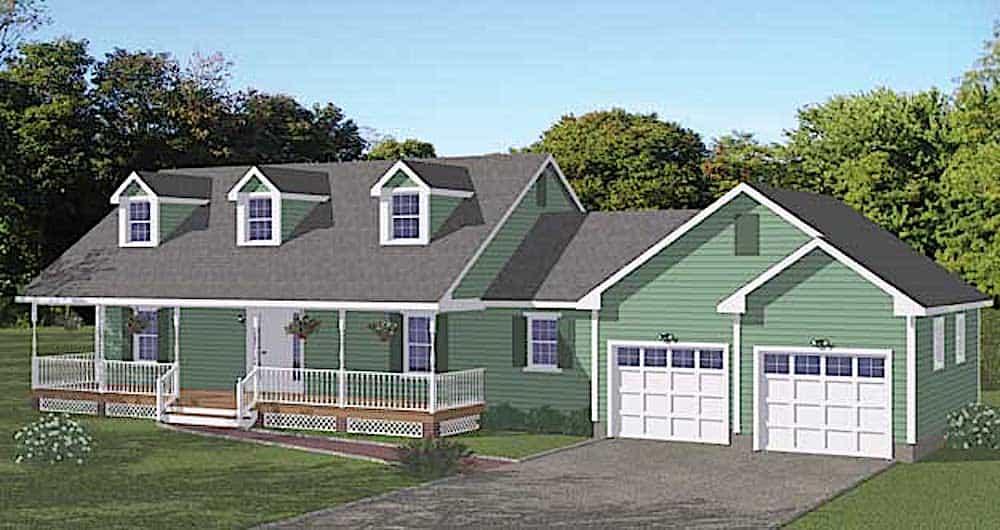 Farmhouse home (ThePlanCollection: Plan #200-1075)