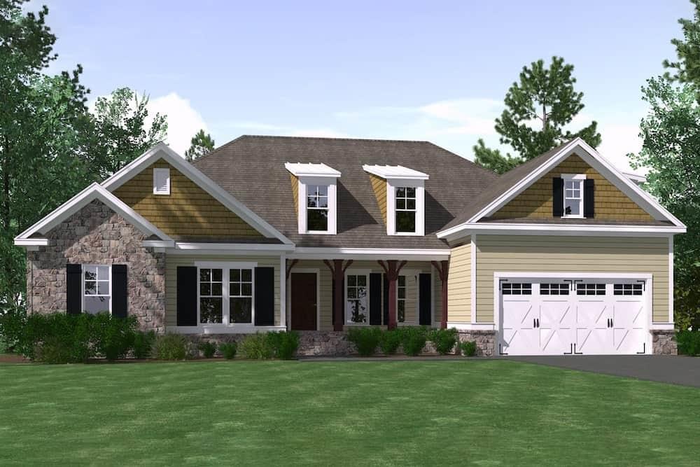 Country Ranch style house (ThePlanCollection: Plan #201-1002)