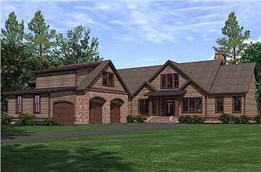 3–4-Bedroom, 3742 Sq Ft Rustic House Plan - 201-1016 - Front Exterior