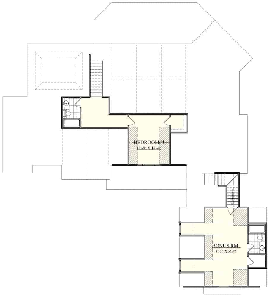 Floor Plan Upper Level of Farmhouse Plan #201-1019