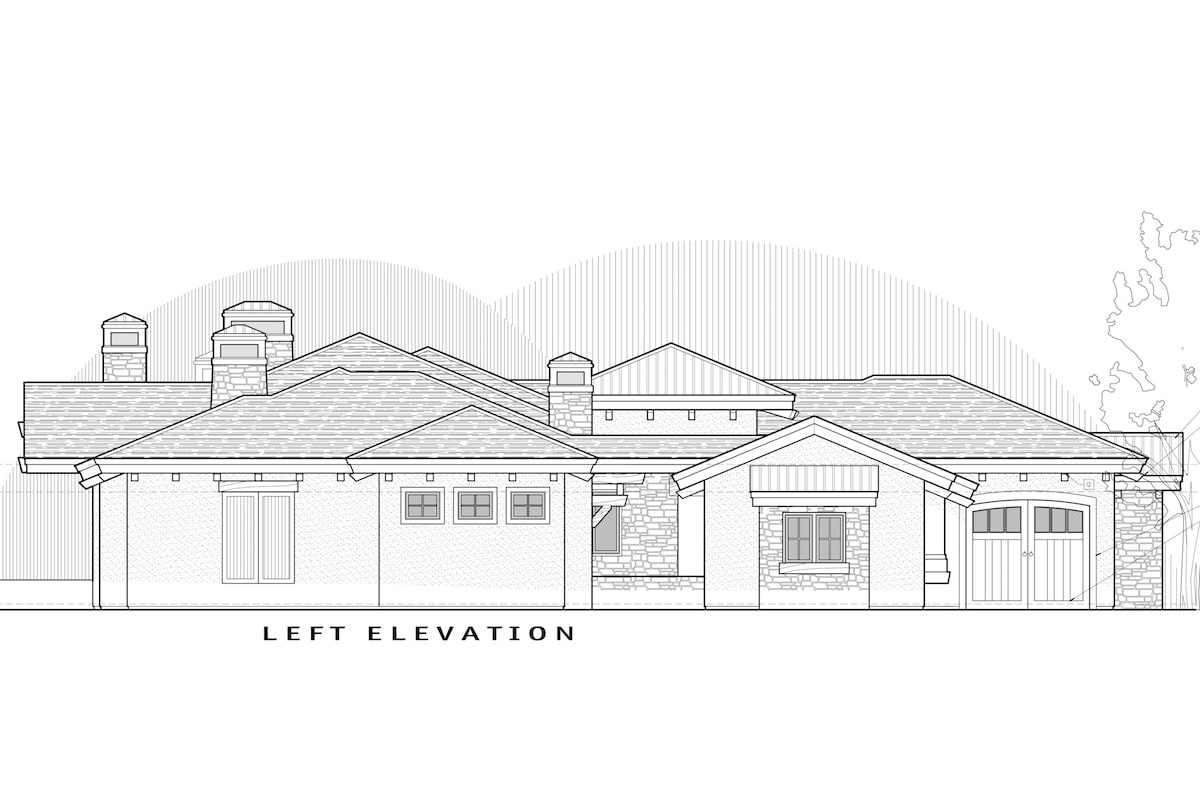 Home Plan Left Elevation of this 3-Bedroom,3574 Sq Ft Plan -202-1010