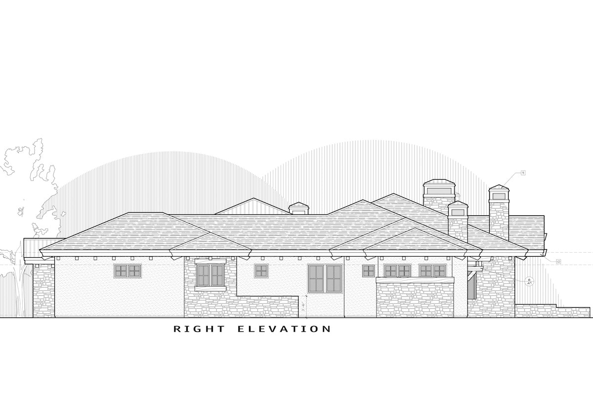 Home Plan Right Elevation of this 3-Bedroom,3574 Sq Ft Plan -202-1010
