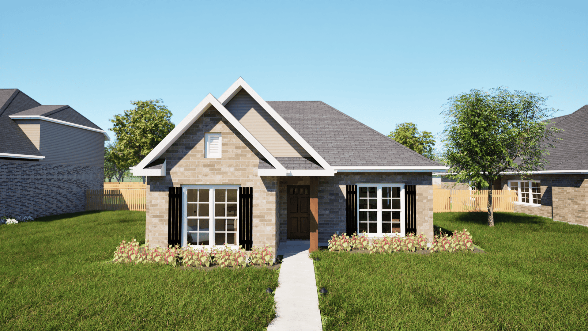 Front elevation of Texas Style home (ThePlanCollection: House Plan #203-1004)