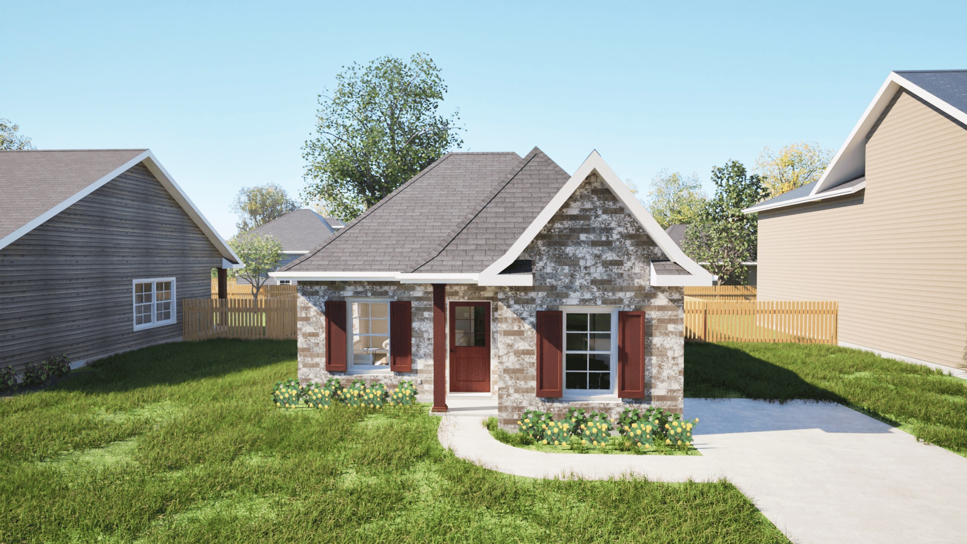 Front elevation of European home (ThePlanCollection: House Plan #203-1006)