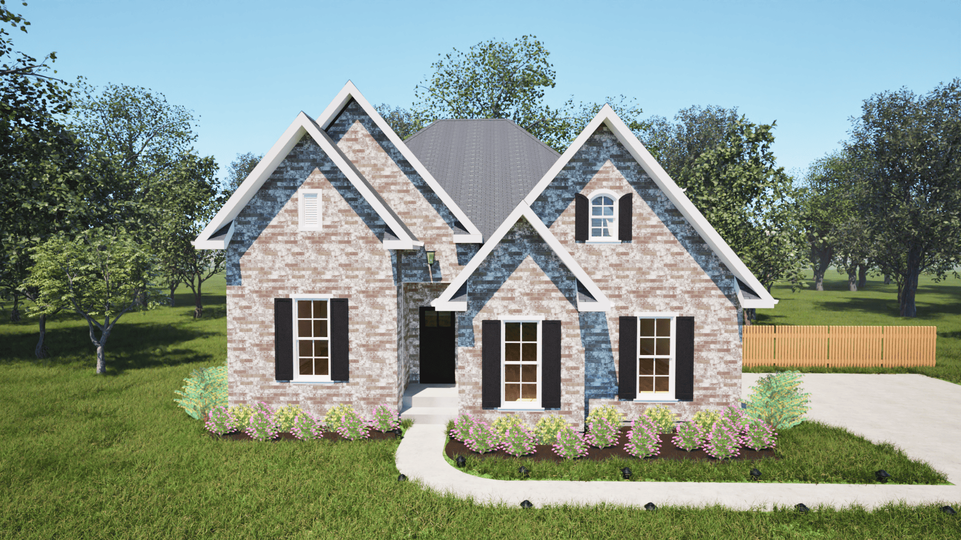 Front elevation of European home (ThePlanCollection: House Plan #203-1021)