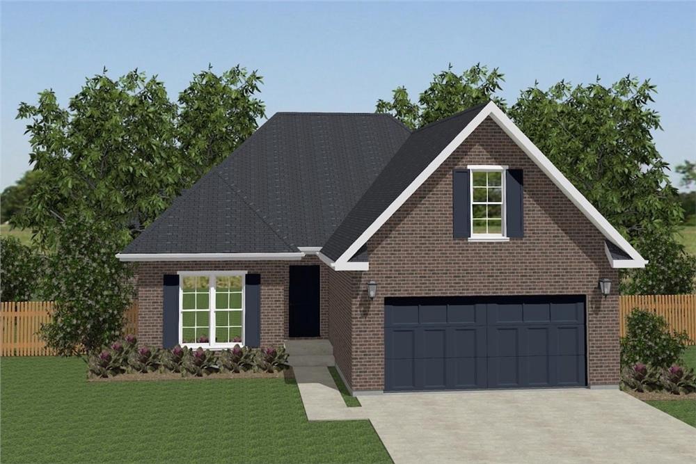 Front elevation of Texas Style home (ThePlanCollection: House Plan #203-1023)