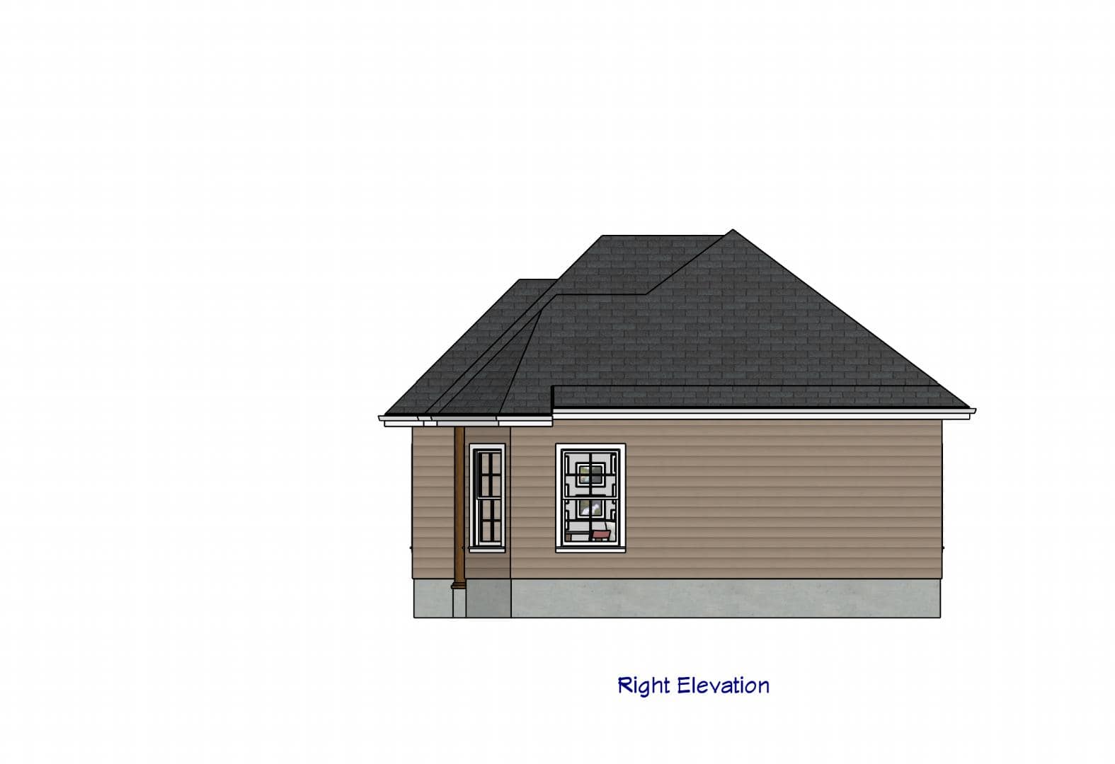 Home Plan Right Elevation of this 2-Bedroom,718 Sq Ft Plan -203-1024
