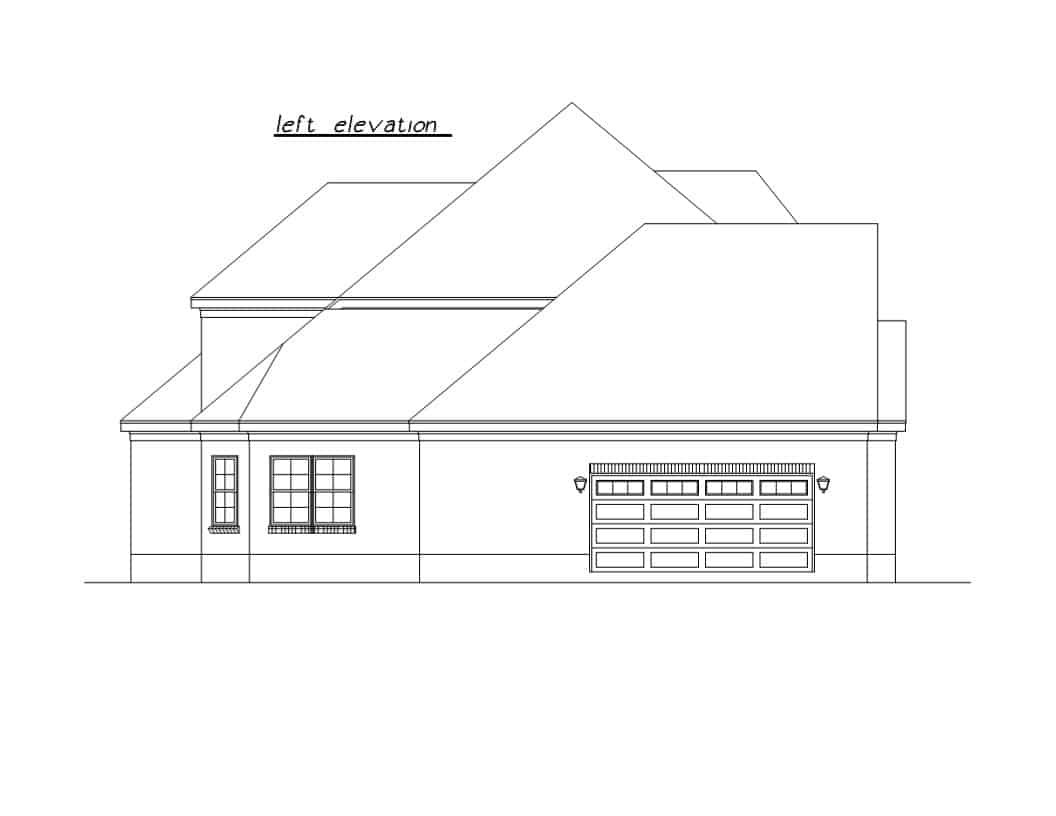 Home Plan Left Elevation of this 4-Bedroom,2762 Sq Ft Plan -203-1039