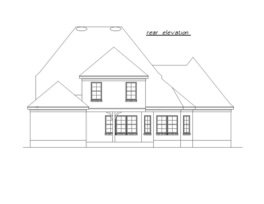 Home Plan Rear Elevation of this 4-Bedroom,2762 Sq Ft Plan -203-1039