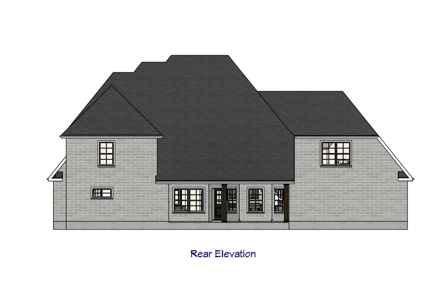 Home Plan Rear Elevation of this 5-Bedroom,3501 Sq Ft Plan -203-1046