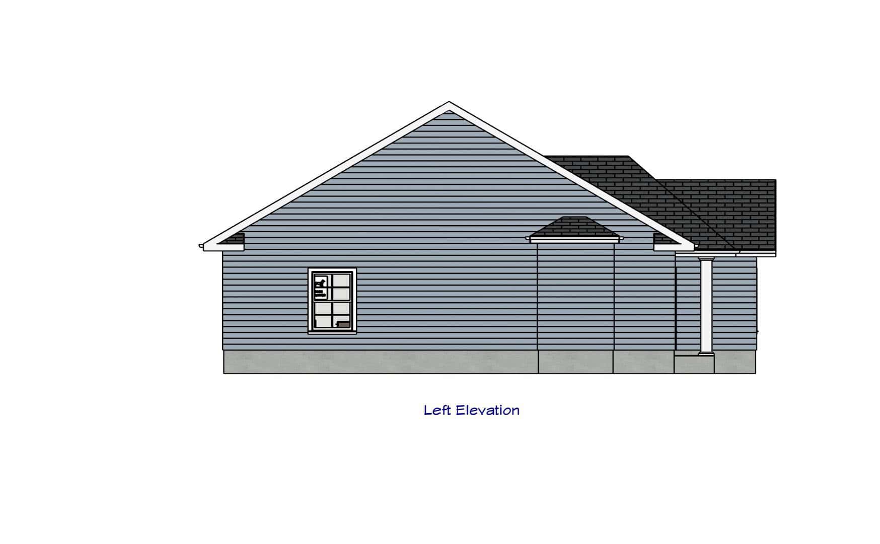 Home Plan Left Elevation of this 2-Bedroom,769 Sq Ft Plan -203-1048