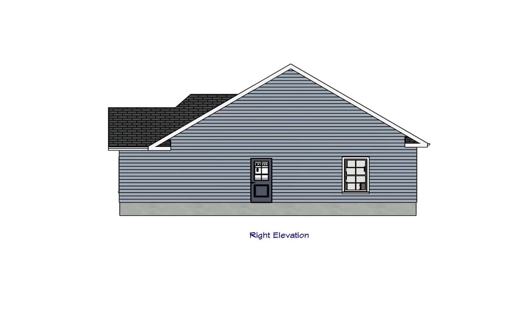 Home Plan Right Elevation of this 2-Bedroom,769 Sq Ft Plan -203-1048