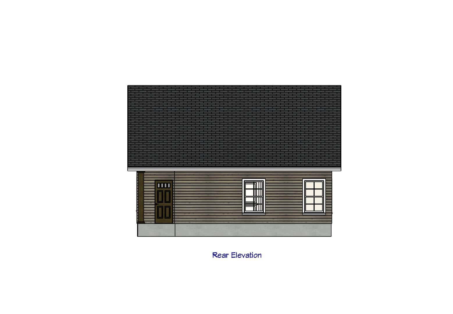Home Plan Rear Elevation of this 3-Bedroom,1075 Sq Ft Plan -203-1049