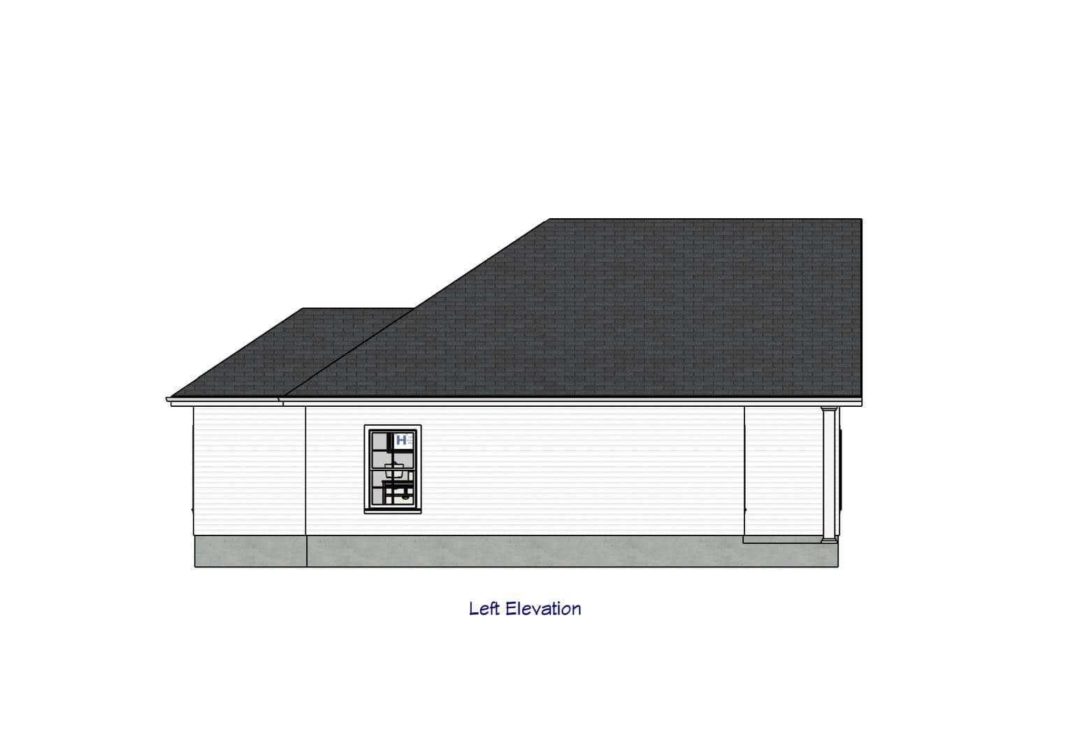 Home Plan Left Elevation of this 2-Bedroom,966 Sq Ft Plan -203-1050