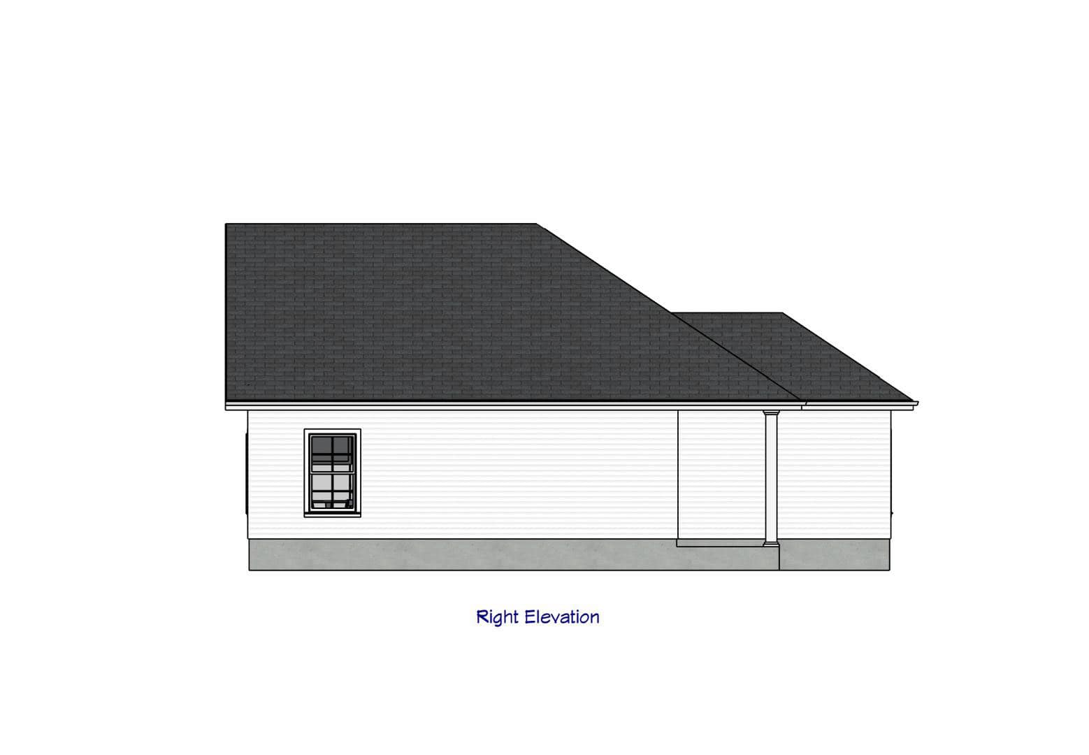Home Plan Right Elevation of this 2-Bedroom,966 Sq Ft Plan -203-1050