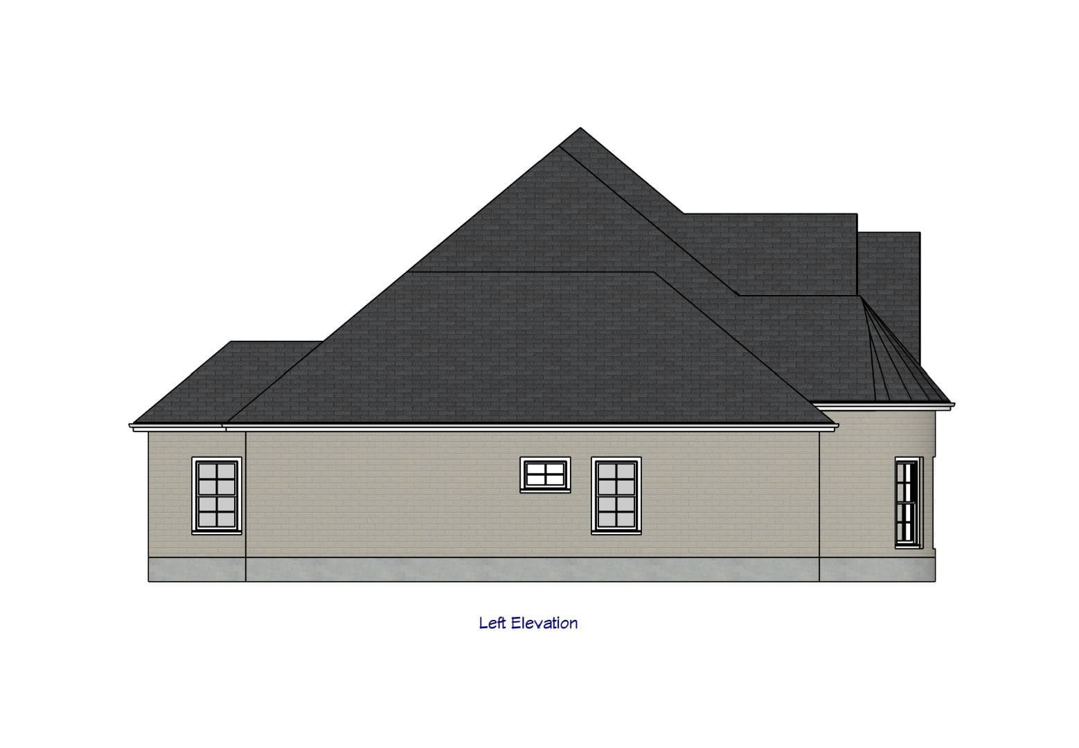 Home Plan Left Elevation of this 4-Bedroom,2463 Sq Ft Plan -203-1054