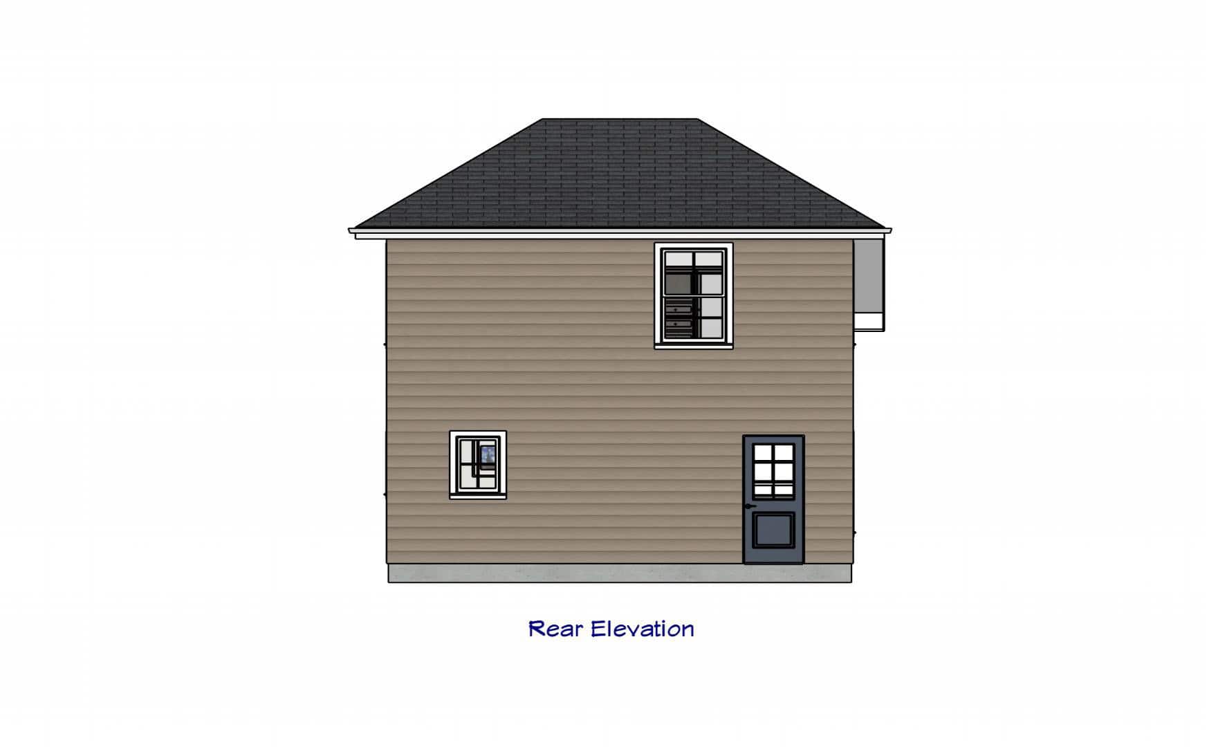 Home Plan Rear Elevation of this 2-Bedroom,963 Sq Ft Plan -203-1055