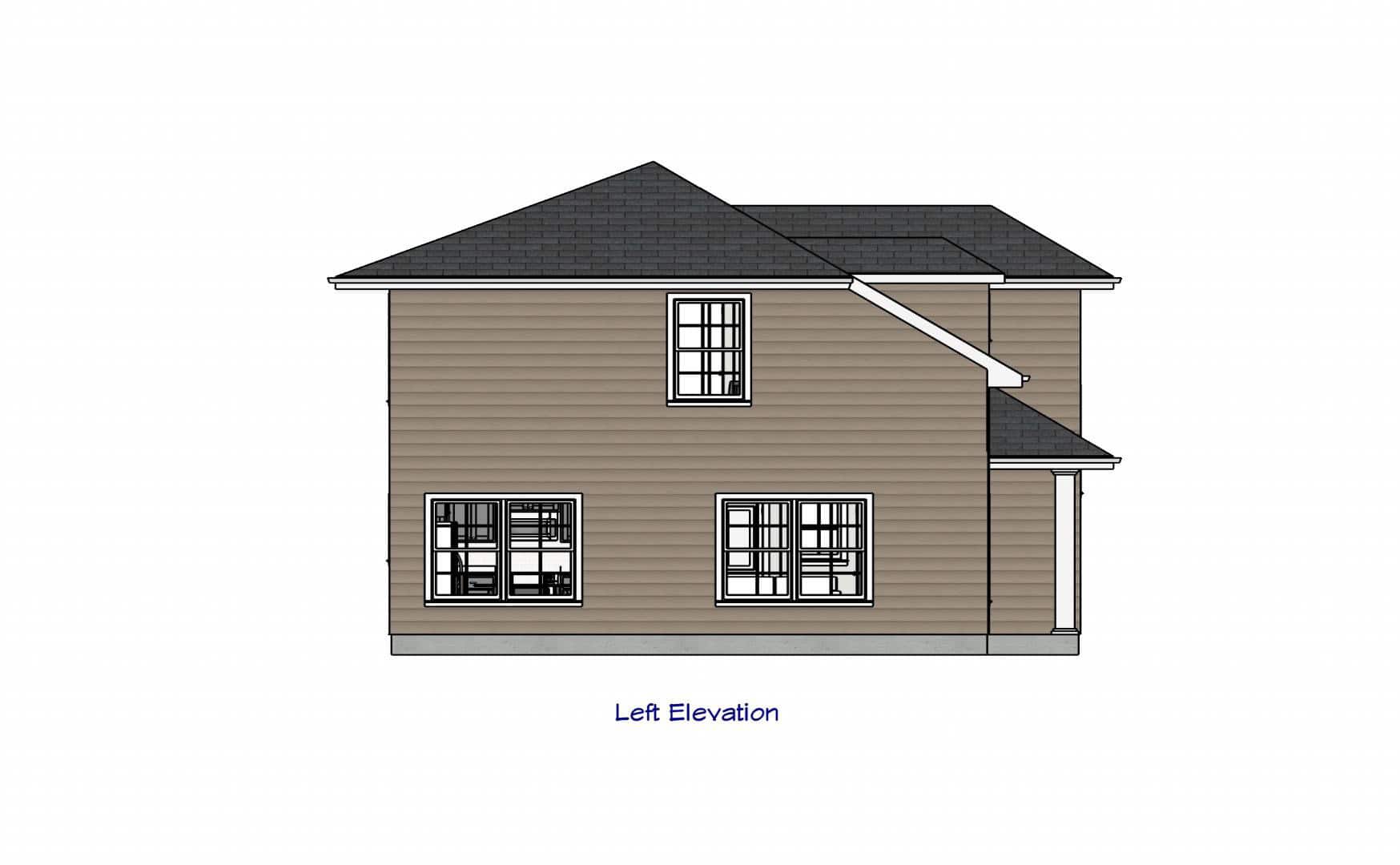 Home Plan Left Elevation of this 2-Bedroom,963 Sq Ft Plan -203-1055