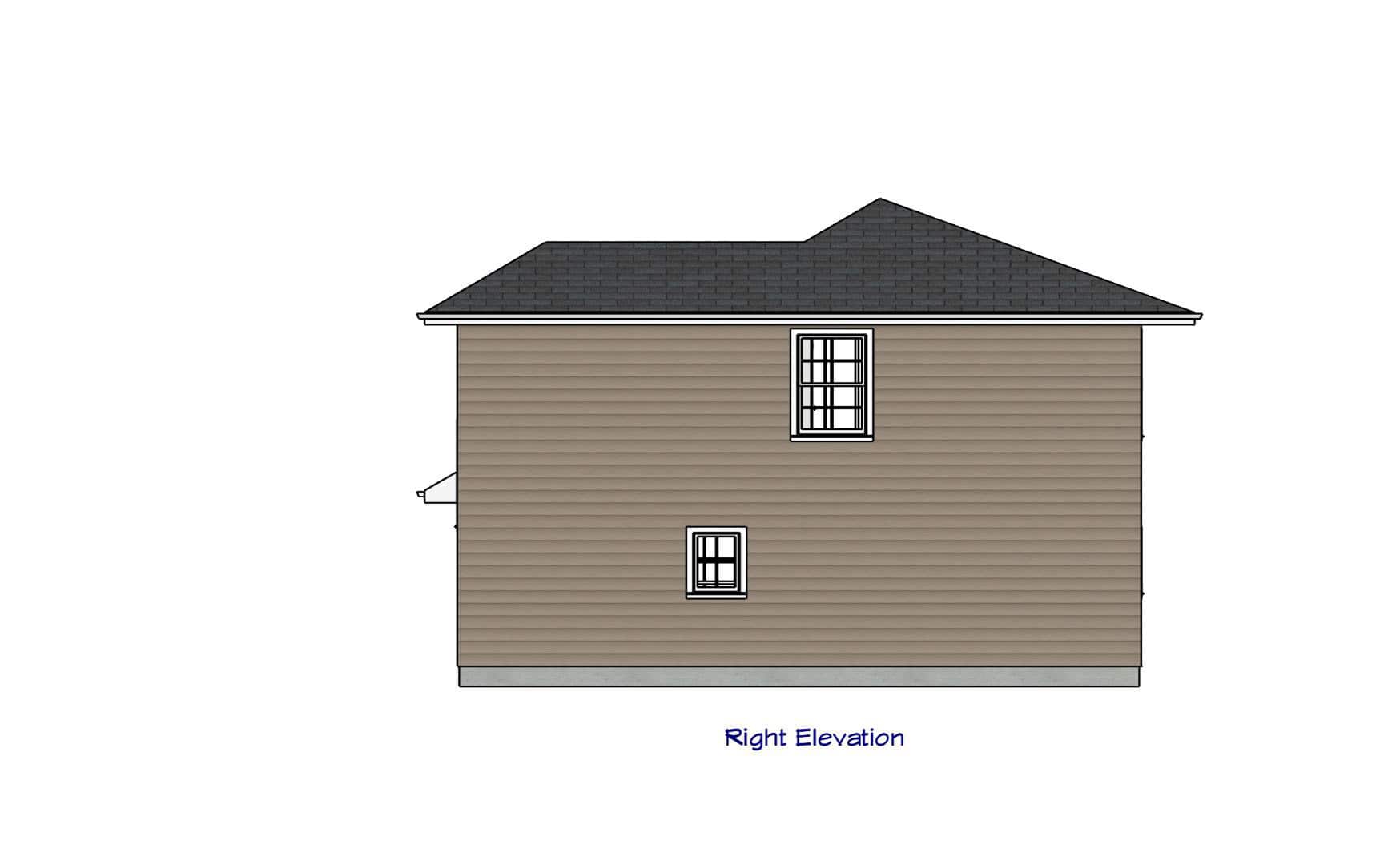 Home Plan Right Elevation of this 2-Bedroom,963 Sq Ft Plan -203-1055