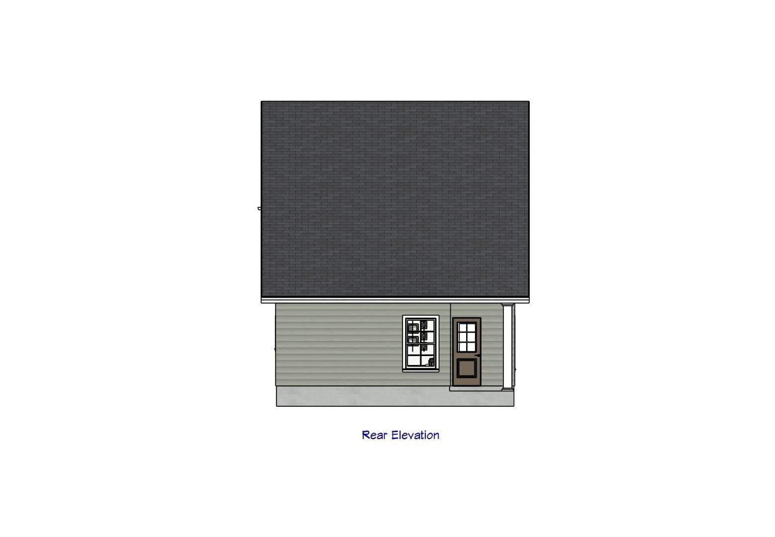 Home Plan Rear Elevation of this 3-Bedroom,1383 Sq Ft Plan -203-1056