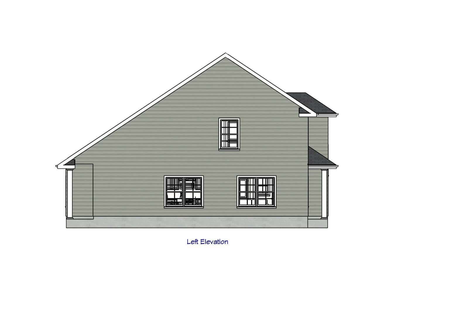 Home Plan Left Elevation of this 3-Bedroom,1383 Sq Ft Plan -203-1056