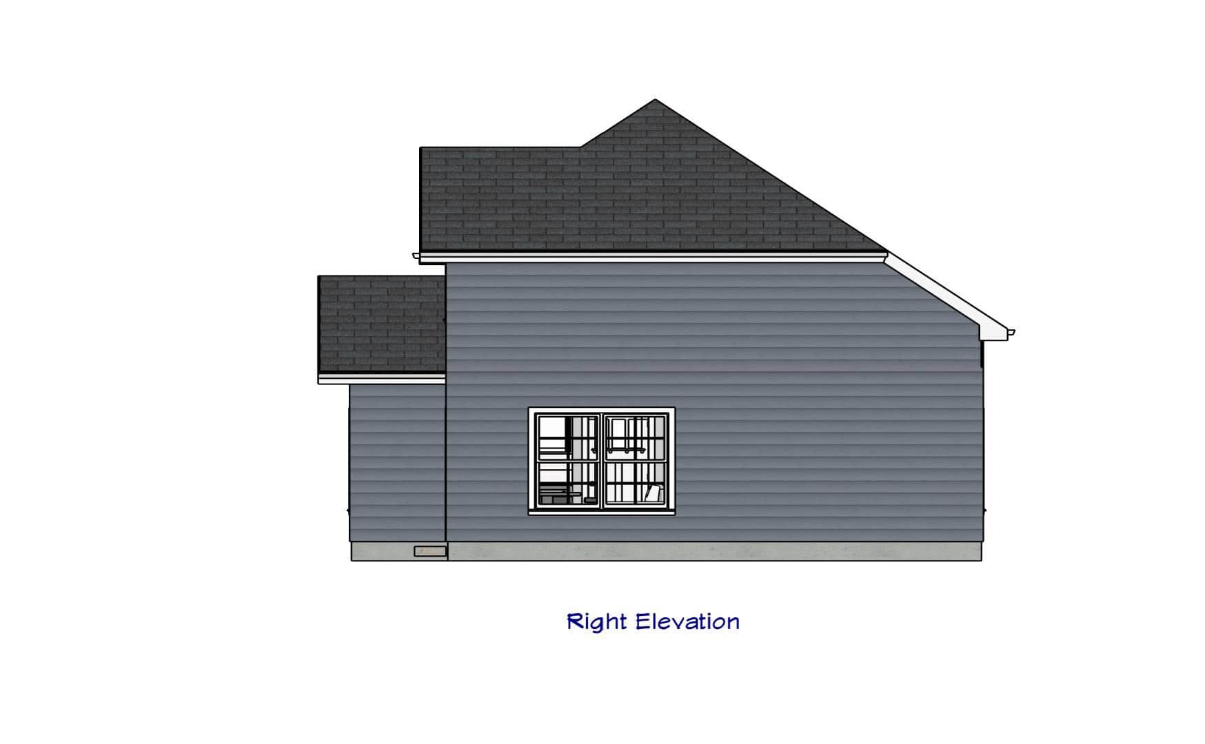 Home Plan Right Elevation of this 2-Bedroom,867 Sq Ft Plan -203-1058
