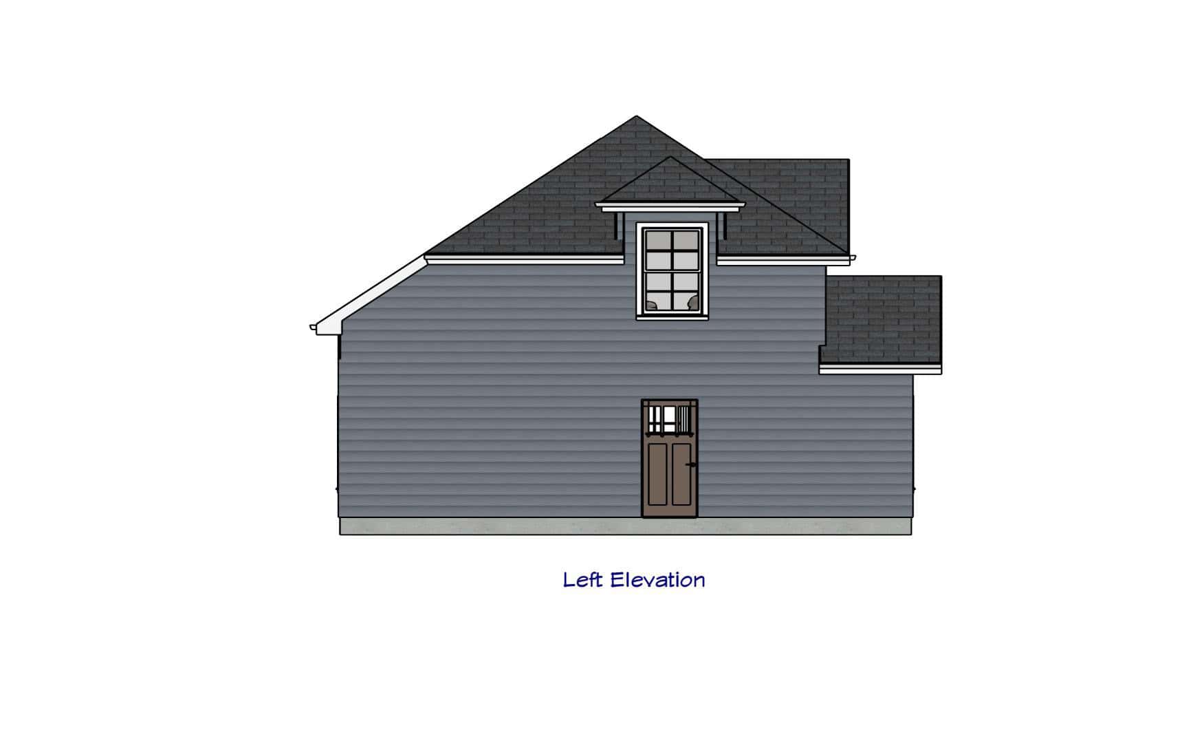 Home Plan Left Elevation of this 2-Bedroom,867 Sq Ft Plan -203-1058