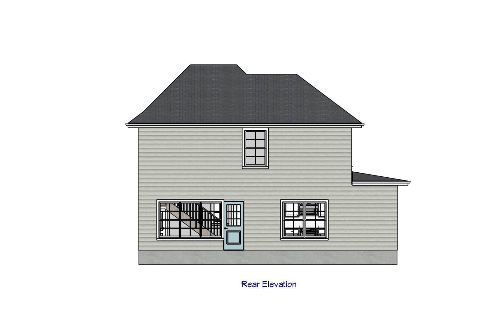 Home Plan Rear Elevation of this 3-Bedroom,1221 Sq Ft Plan -203-1059