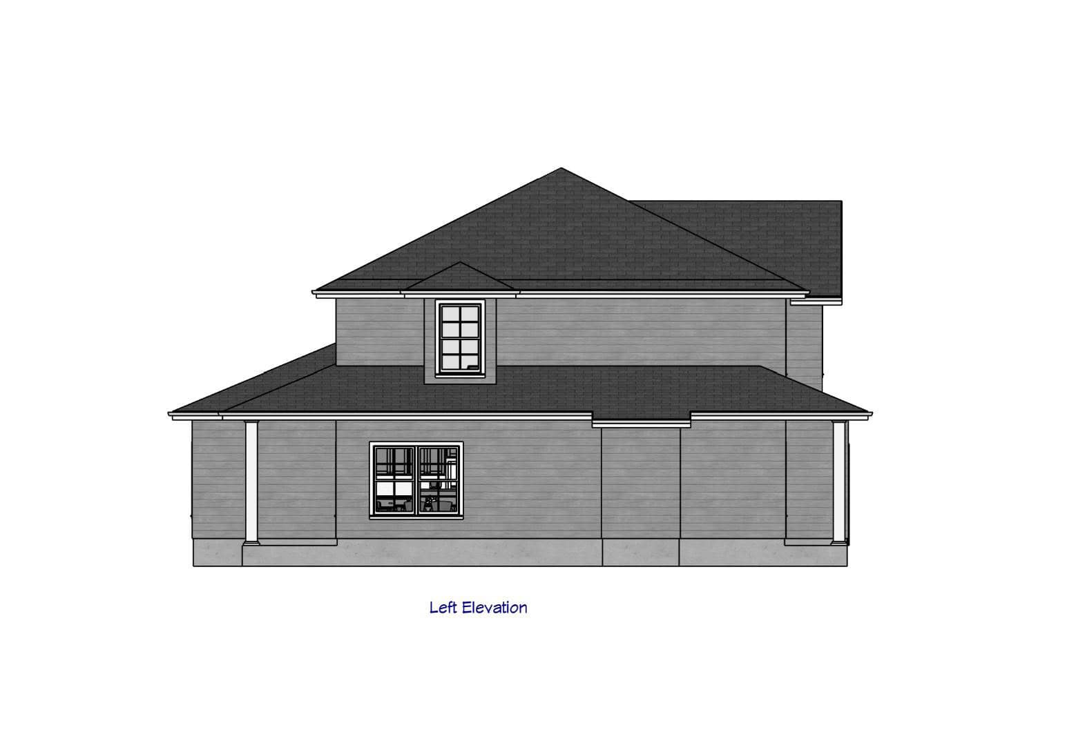 Home Plan Left Elevation of this 3-Bedroom,1520 Sq Ft Plan -203-1061