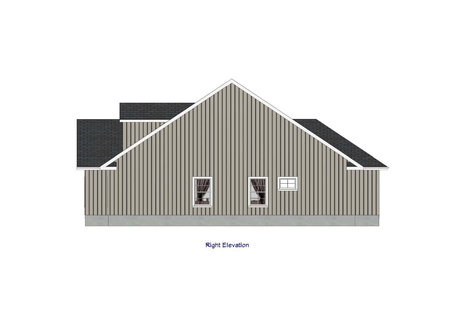 Home Plan Right Elevation of this 3-Bedroom,1520 Sq Ft Plan -203-1061