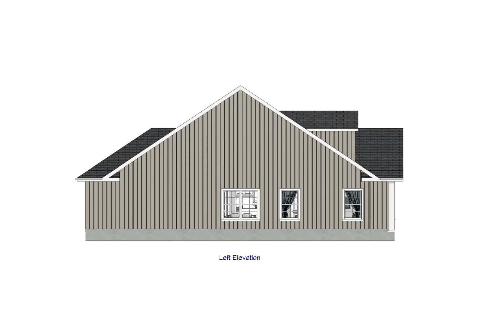 Home Plan Left Elevation of this 3-Bedroom,1520 Sq Ft Plan -203-1061