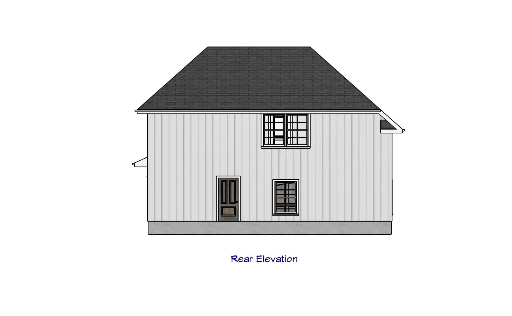 Home Plan Rear Elevation of this 1-Bedroom,872 Sq Ft Plan -203-1063