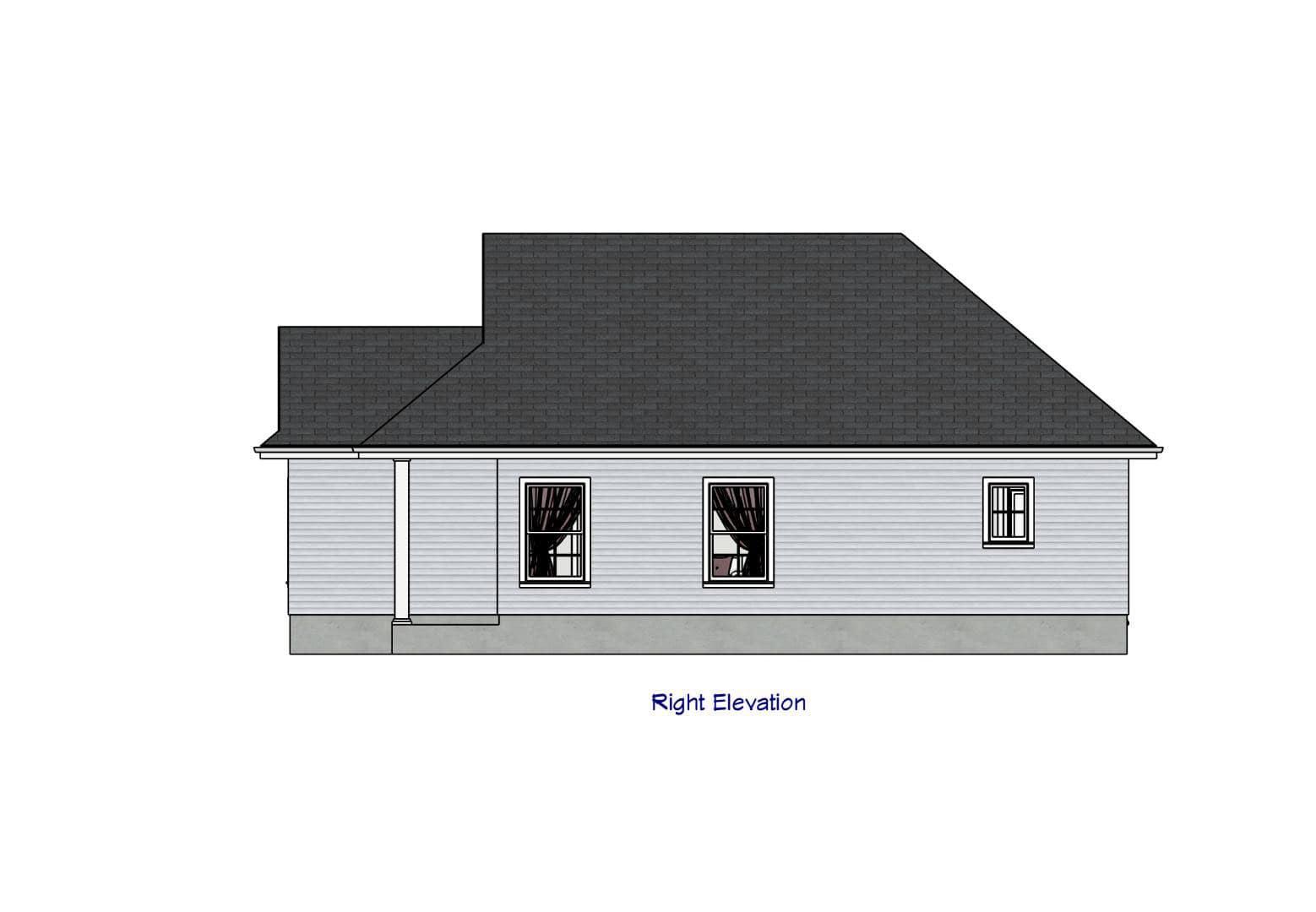 Home Plan Right Elevation of this 2-Bedroom,812 Sq Ft Plan -203-1065