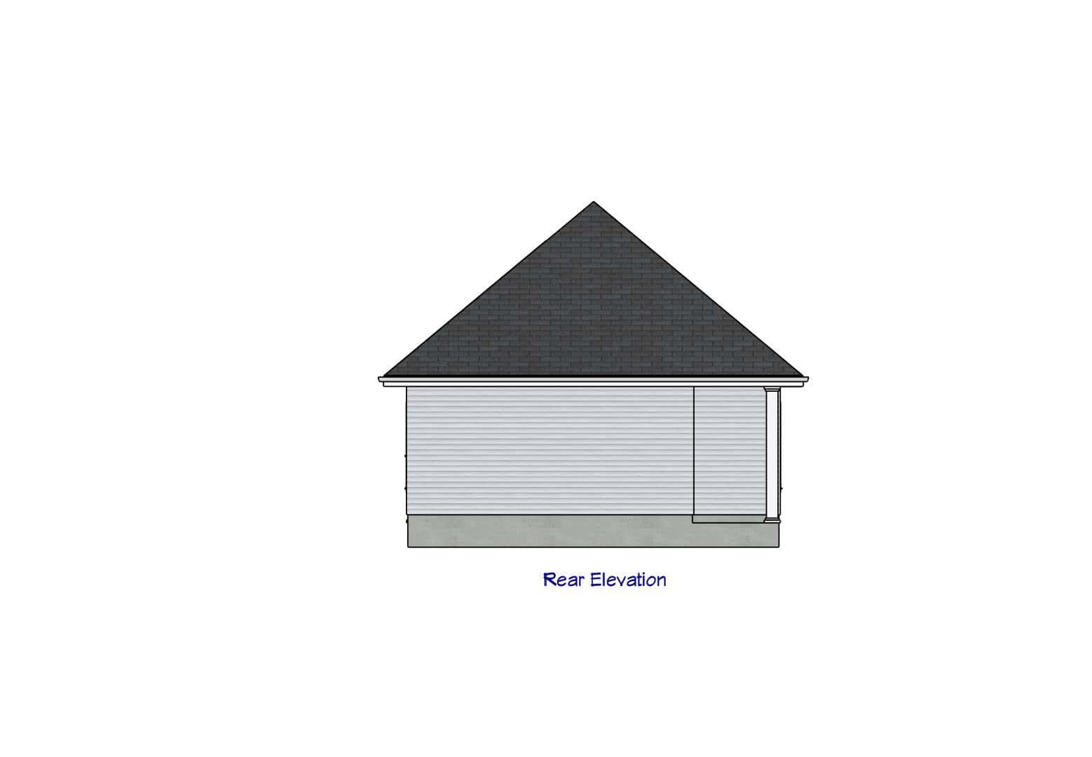 Home Plan Rear Elevation of this 2-Bedroom,812 Sq Ft Plan -203-1065
