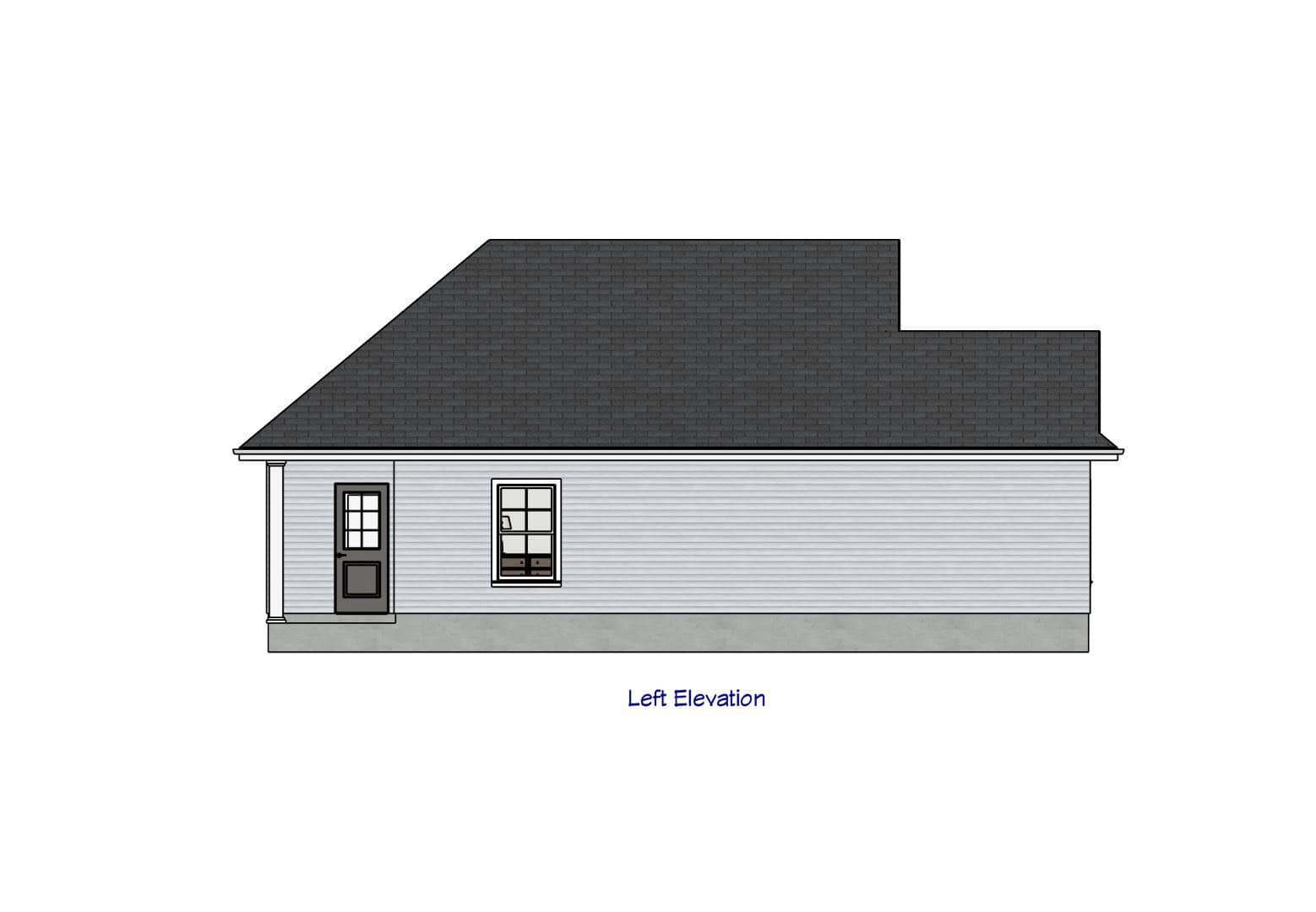 Home Plan Left Elevation of this 2-Bedroom,812 Sq Ft Plan -203-1065