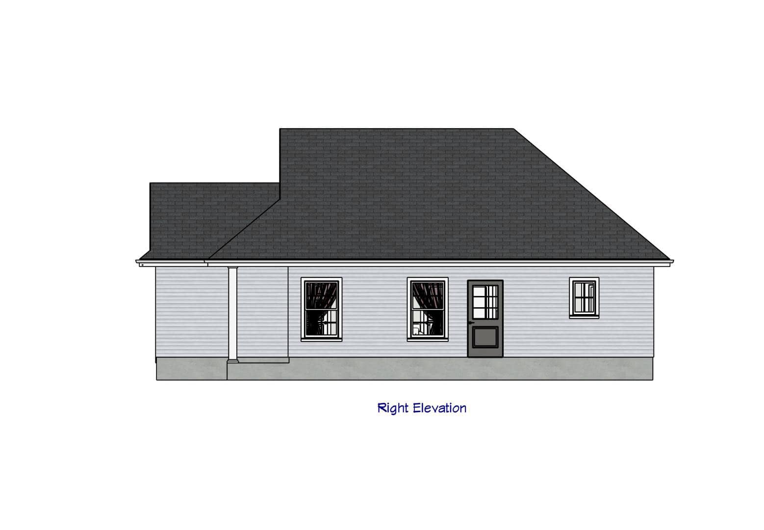 Home Plan Right Elevation of this 1-Bedroom,658 Sq Ft Plan -203-1066