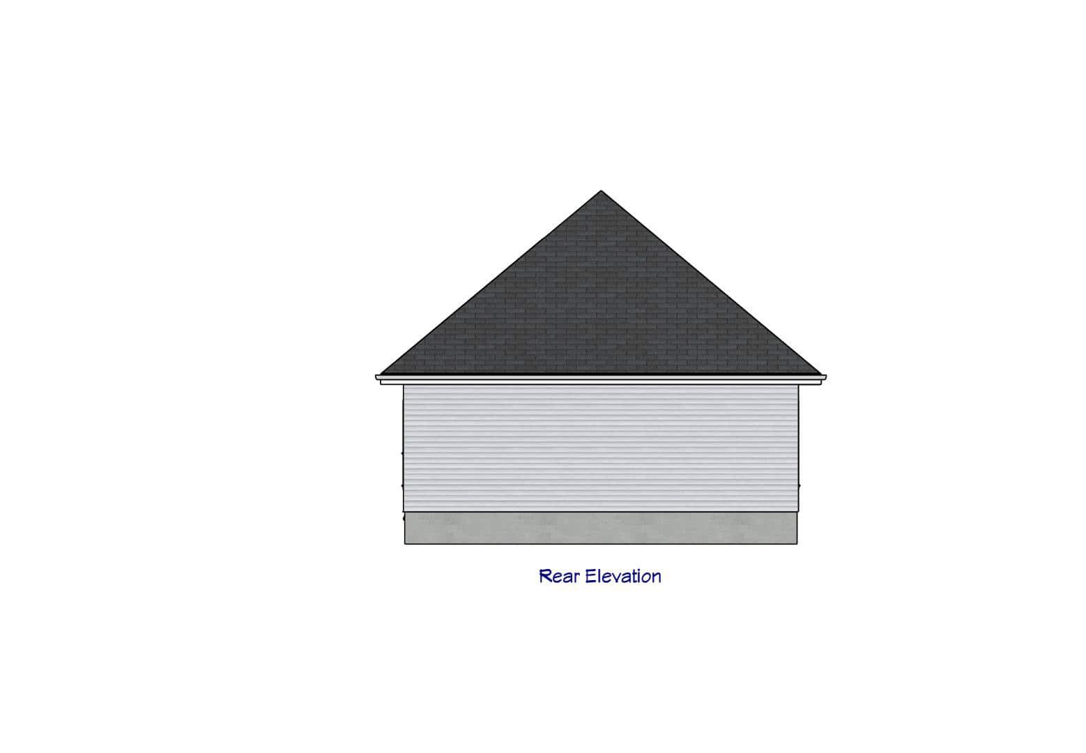 Home Plan Rear Elevation of this 1-Bedroom,658 Sq Ft Plan -203-1066