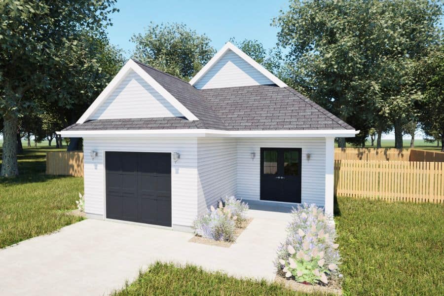 Front elevation of Ranch home (ThePlanCollection: House Plan #203-1066)