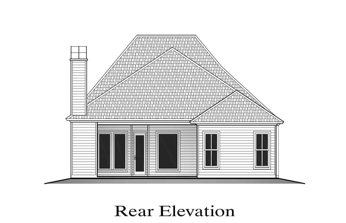 Home Plan Rear Elevation of this 3-Bedroom,1778 Sq Ft Plan -204-1001