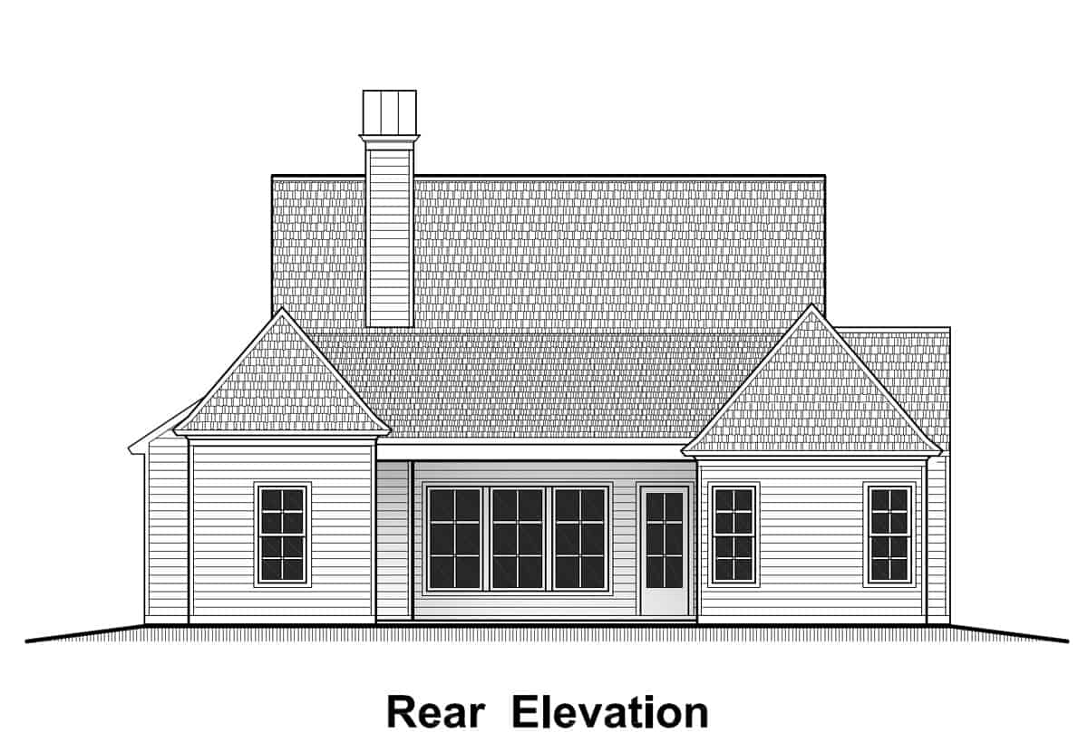 Home Plan Rear Elevation of this 4-Bedroom,1823 Sq Ft Plan -204-1004